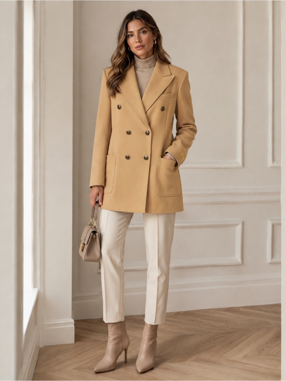 Wilfred Camel Allegro Double-Breasted Button Blazer XL
